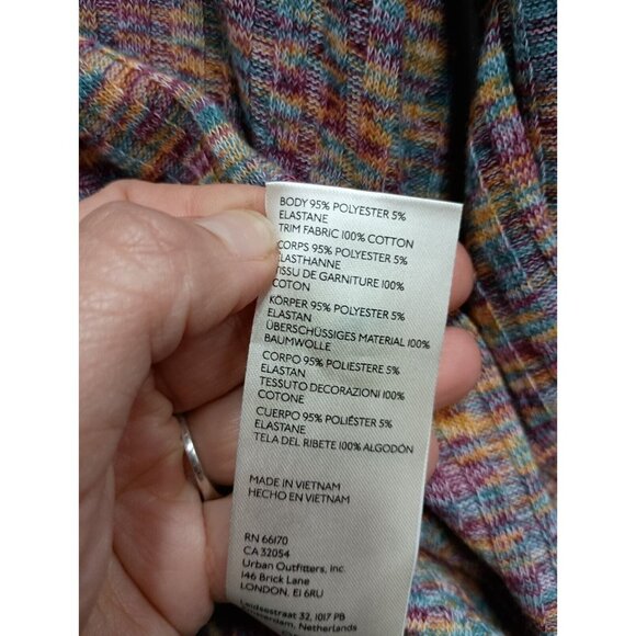 Anthropologie Womens Rainbow Henley Top Small Multi Puff Sleeve Scoop Neck Knit - Picture 9 of 13